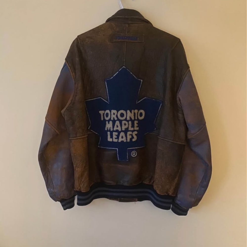 Vintage patina leather Starter NHL Varsity Jacket - Picture 8 of 9